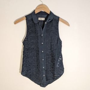Hollister Lace Button Down Collared Tank Top